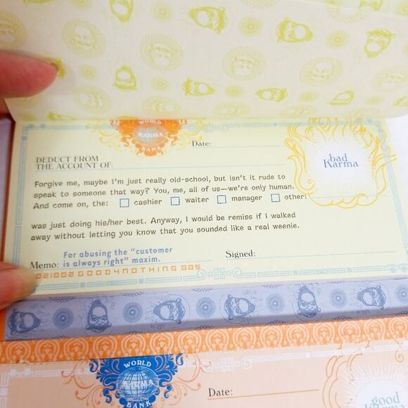 New Karma Checks checkbook good bad world balance - Picture 10 of 13